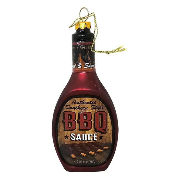 Southern Style BBQ Barbeque Sauce 5.5" Glass Bottle Ornament - Christmas Gift - Picture 1 of 3
